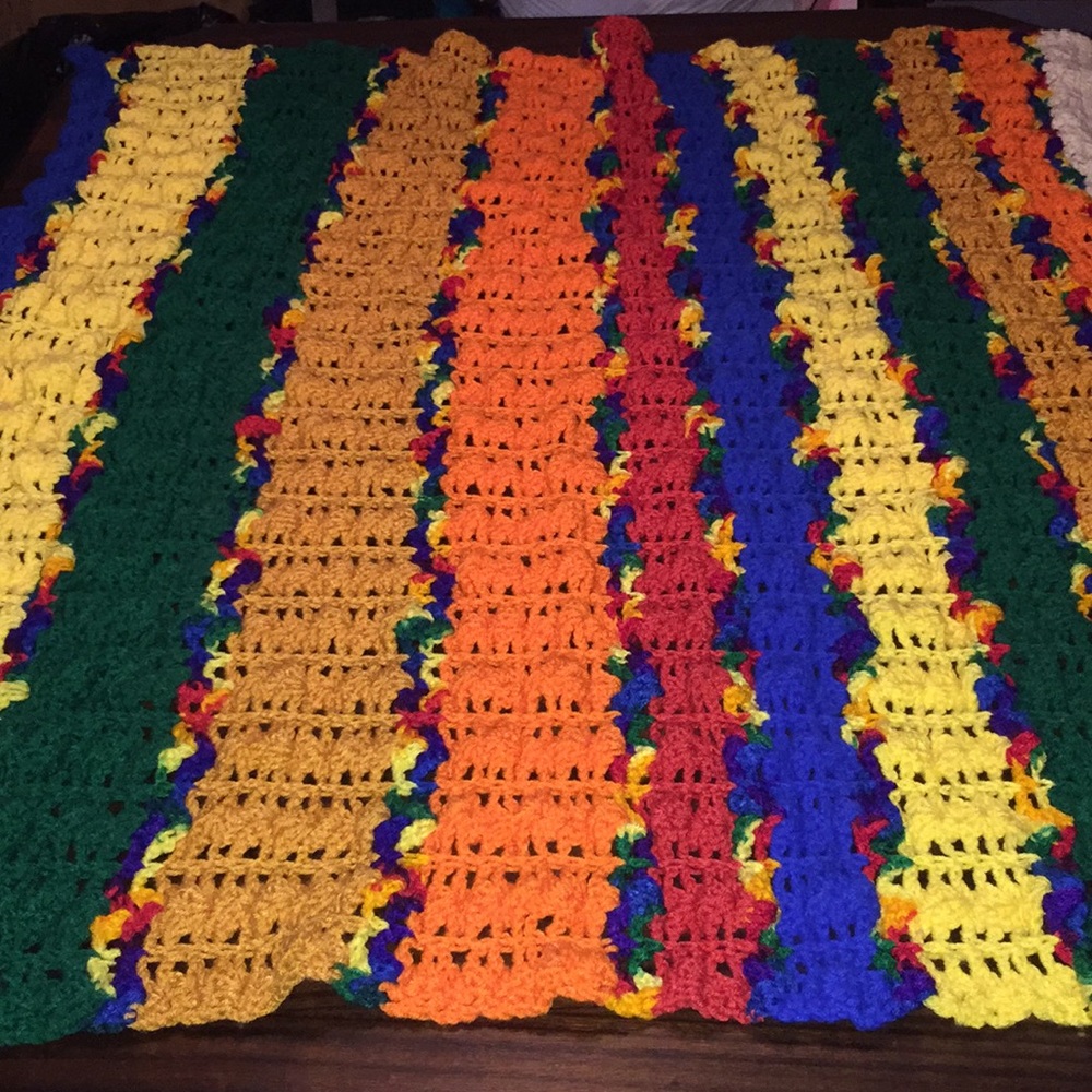 Striped Afghan Crochet. Teen Couch Throw - Picture 3 of 6